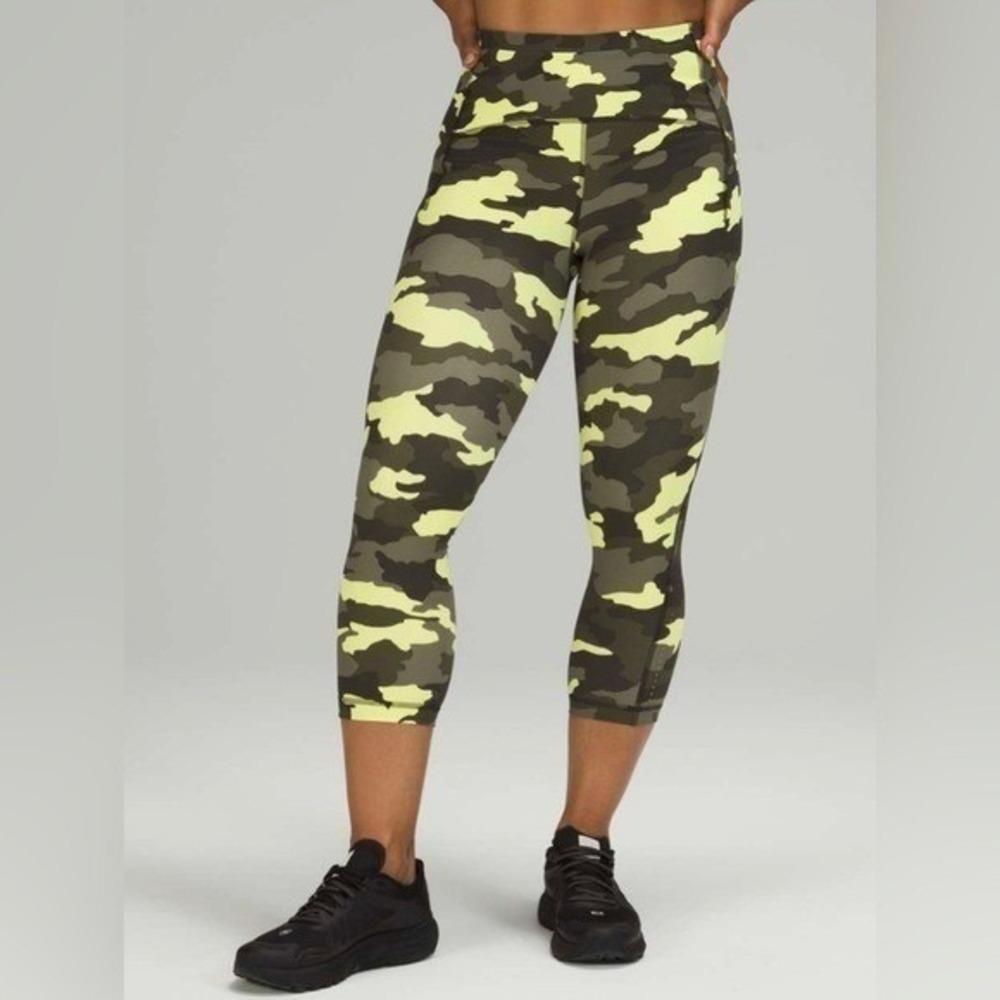 NEW Lululemon Swift Speed High-Rise Crop 21" Heritage 365 Camo Green 2 Gym Run